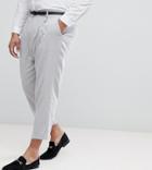 Asos Plus Tapered Smart Pants In Ice Gray Cross Hatch Nepp - Gray