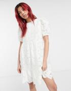 & Other Stories Jacquard Fit And Flare Mini Dress In White-neutral