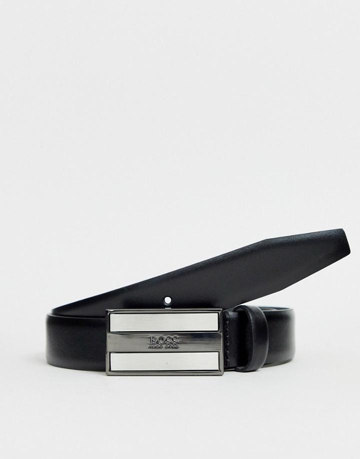 Boss Bexter Plaque Leather Belt In Black