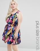Koko Plus Printed Dress With Cut Out Back - Blue