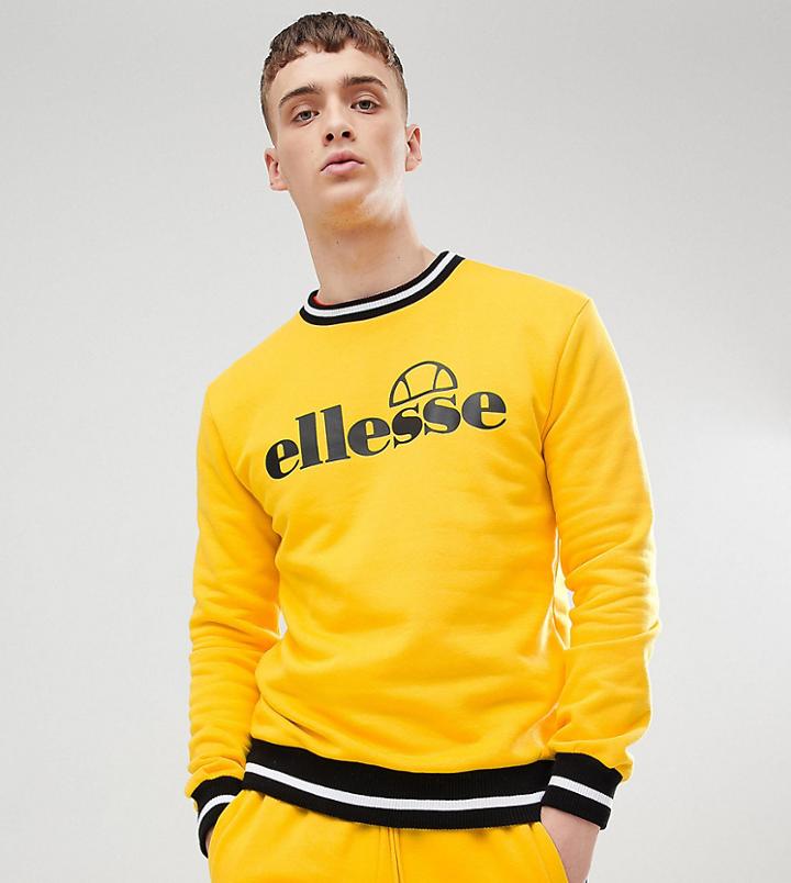 Ellesse Sweatshirt With Contrast Rib In Yellow - Yellow