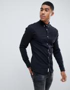 River Island Muscle Fit Denim Shirt In Black