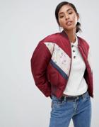 Asos Design Floral Color Block Bomber Jacket-multi