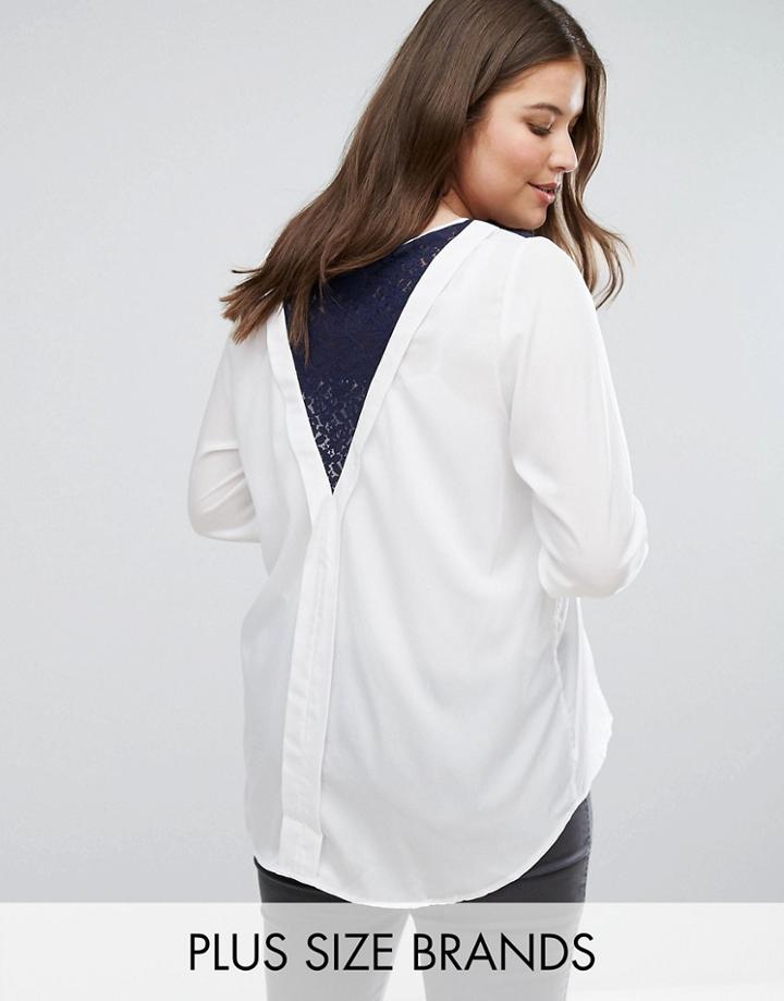 Junarose Top With Lace Panels - White