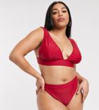 South Beach Curve Exclusive Mix And Match High Waist Bikini Bottom In Plum-red