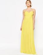 Forever Unique Sweetheart Plunge Maxi Dress With Wrap Skirt - Lemon Yellow