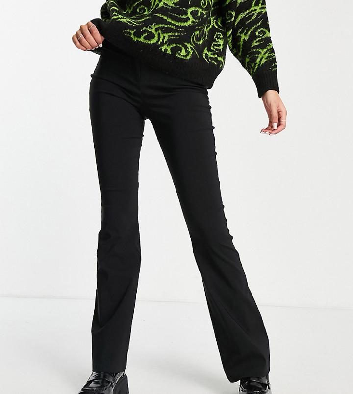 Topshop Tall Highwaisted Bengaline Flared Trouser In Black