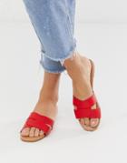 New Look Cross Strap Slider Sandal In Bright Red - Red
