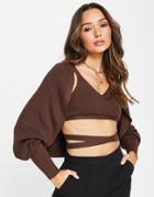 Asos Design Knitted Shrug In Brown - Part Of A Set