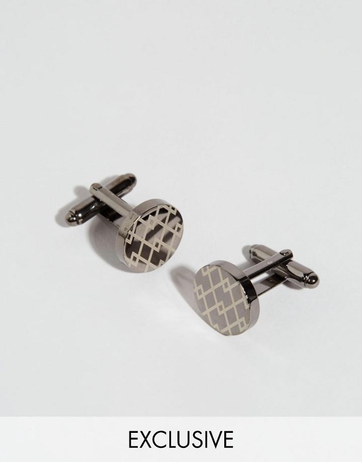 Simon Carter West End Argyle Cufflinks In Gunmetal - Silver