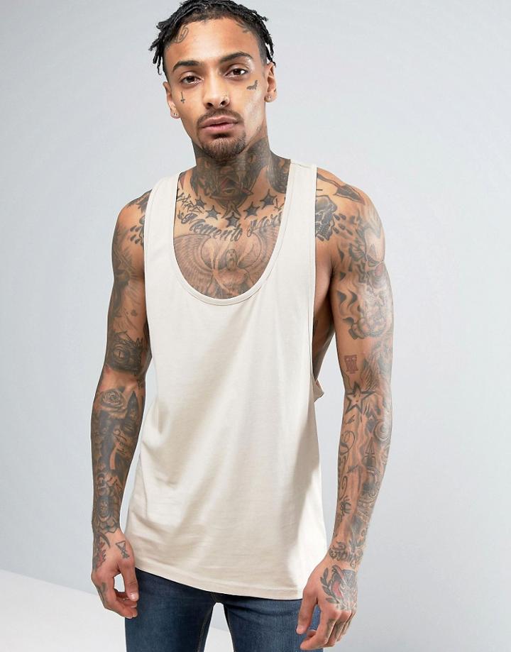 Asos Tank With Extreme Racer Back - Beige