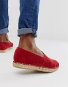 Selected Homme Suede Spanish Espadrilles In Red