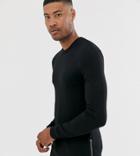 Asos Design Tall Muscle Longline Sweatshirt With Curved Hem In Black With Rose Gold Side Zips