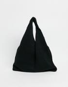Asos Design Knit Tote Bag In Black