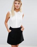 Asos Design Fuller Bust Sleeveless Shirt In Stretch Cotton - White
