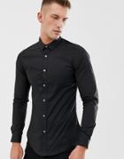 French Connection Plain Poplin Skinny Fit Stretch Shirt-black