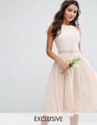 Tfnc Wedding Embellished Midi Dress With Full Skirt - Pink