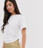 Asos Design Petite T-shirt With Ruched Side-white