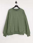 Asos Design Super Oversized Cocoon Sweatshirt With Seam Detail In Khaki-green