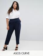 Asos Curve High Waist Tapered Pant - Navy