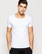Asos Loungewear Muscle T-shirt With Scoop Neck In White - White