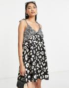 Urban Threads Mini Swing Dress In Mixed Animal Print-multi