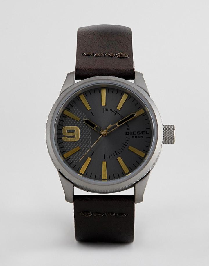 Diesel Dz1843 Rasp Mens Leather Watch In Brown - Brown