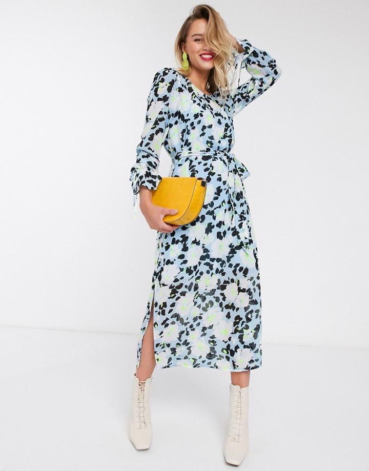 Essentiel Antwerp Vekken Floral Midi Dress In Blue-blues