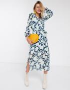 Essentiel Antwerp Vekken Floral Midi Dress In Blue-blues