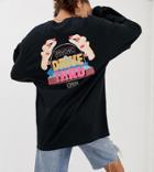 Crooked Tongues Oversized Long Sleeve T-shirt In Black With Drive Thru Print - Black