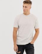 River Island Slim Fit Knitted Curve Hem T-shirt In Gray-stone