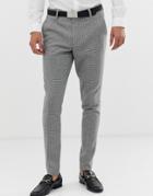 Asos Design Super Skinny Suit Pants With Gray Houndstooth - Gray