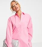 Asyou Oversized Shirt Dress In Pink