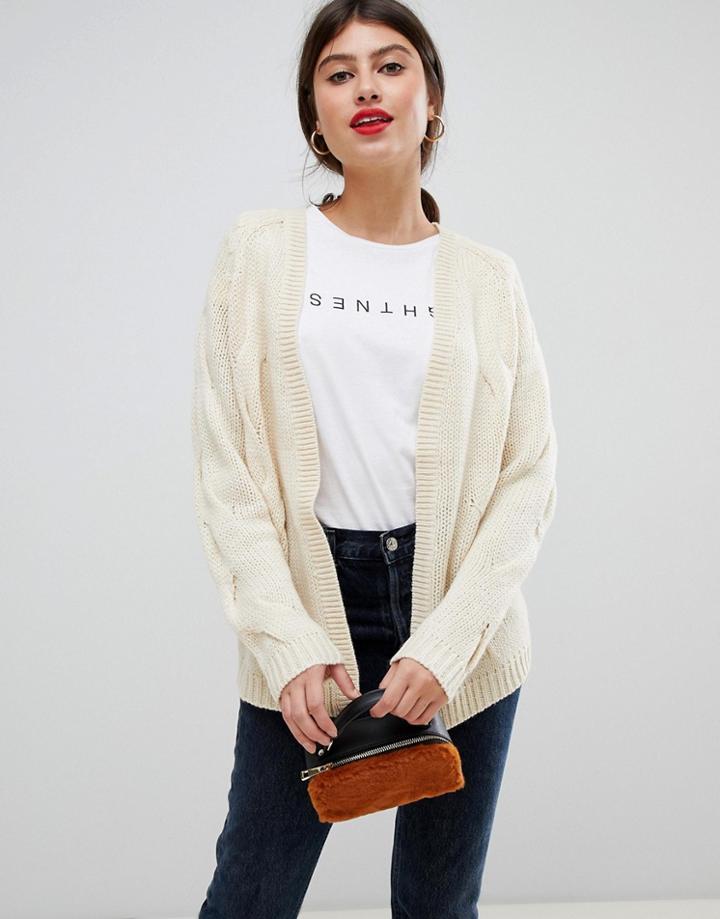 Vila Cable Knit Cardigan - Cream