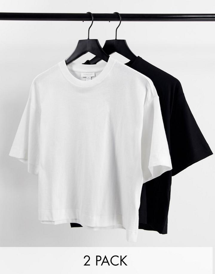 Topshop 2-pack Panel Boxy T-shirts In Mono-multi