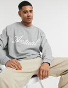 Asos Actual Oversized Sweatshirt In Gray Heather With Script Logo-grey