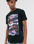 Reclaimed Vintage Digital Butterfly Print T-shirt In Black - Black