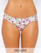 Asos Fuller Bust Exclusive Pretty Floral Print Tab Side Bikini Bottom - Multi