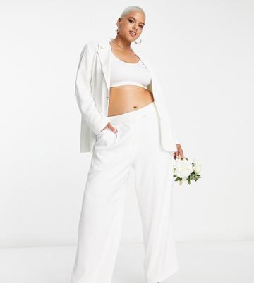 Ever New Curve Bridal Oversized Suit Trouser Co-ord In Ivory-white