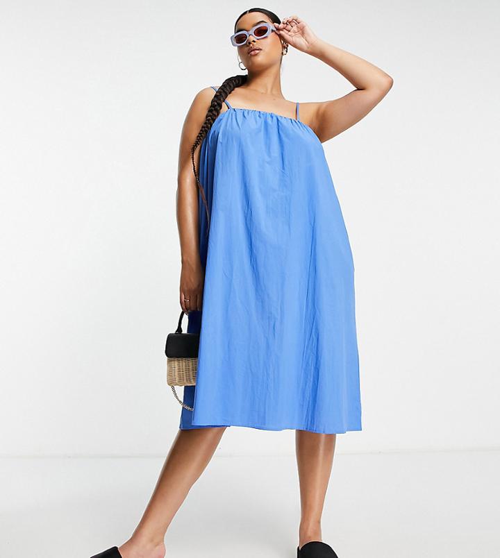 Lola May Plus Cami Swing Dress In Blue