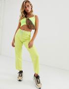 Asos Design Florence Authentic Straight Leg Jeans In Neon Yellow Cord - Green