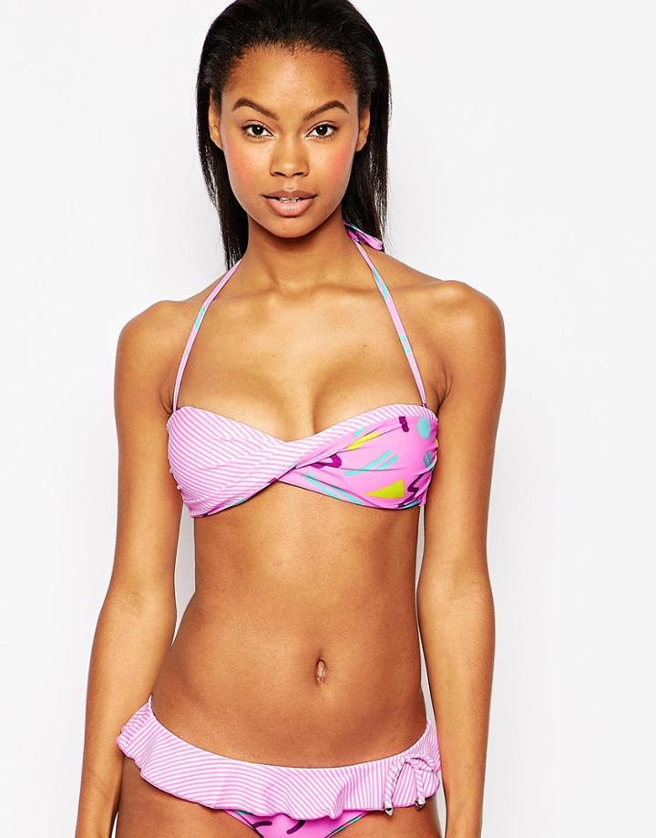 South Beach Retro Twist Bikini Top - Squiggle Print