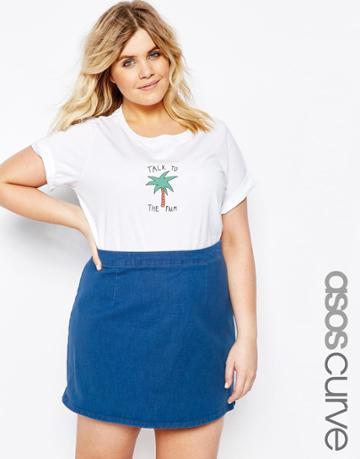 Asos Curve 'talk To The Palm' T-shirt - White