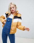 New Look Padded Jacket In Color Block - Yellow