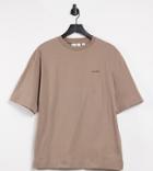 Collusion Unisex Oversized Logo T-shirt In Camel-brown