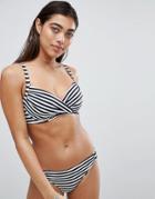 Roxy Essentials Stripe Wrap Bikini Top - Black