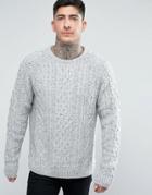 Bellfield Cable Sweater With Nep - Gray