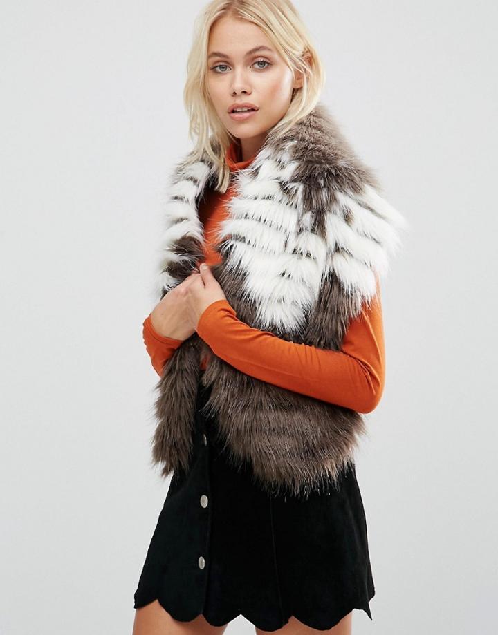 Urbancode Faux Fur Wide Scarf - Brown