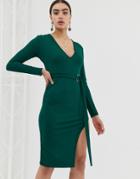 In The Style Plunge Midi Dress-green
