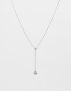 Asos Design Lariat Necklace With Anchor In Burnished Silver Tone - Silver